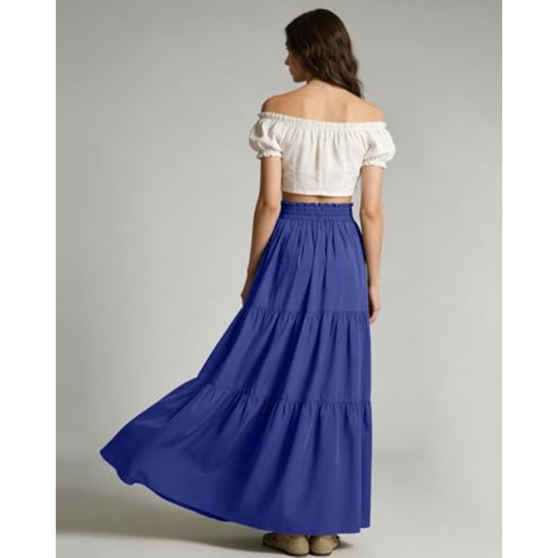 Renaissance Maxi Tiered Ruffle Skirt High Waisted Medieval Skirt for Women Ren Faire - Image 4