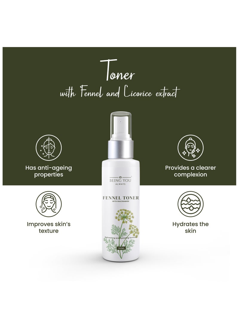 Being You- Always - Face Toner enriched with Fennel Seeds Extract and Niacinamide. Experience its profound cleansing properties, skin hydration, and pore-tightening benefits-100 ml - Image 1