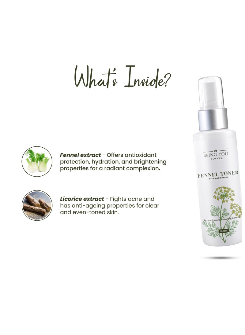 Being You- Always - Face Toner enriched with Fennel Seeds Extract and Niacinamide. Experience its profound cleansing properties, skin hydration, and pore-tightening benefits-100 ml - Image 1
