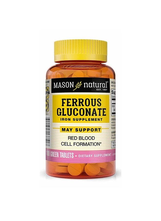 Mason Natural - Mason Natural Ferrous Gluconate - Supports Red Blood Cell Formation, Gentle on Stomach Iron Supplement, 100 Tablets - Image 1