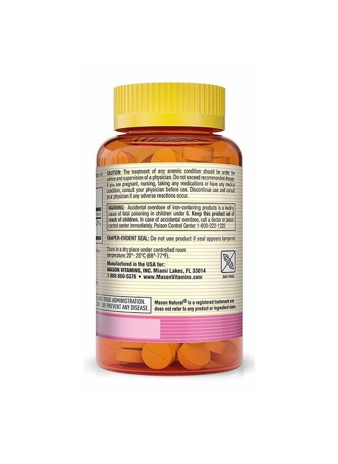 Mason Natural - Mason Natural Ferrous Gluconate - Supports Red Blood Cell Formation, Gentle on Stomach Iron Supplement, 100 Tablets - Image 1