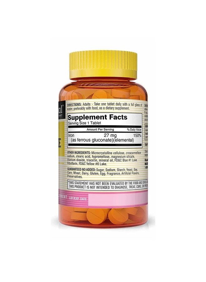 Mason Natural - Mason Natural Ferrous Gluconate - Supports Red Blood Cell Formation, Gentle on Stomach Iron Supplement, 100 Tablets - Image 1