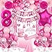Fantspati 8th Birthday Decorations for Girls Pink Party Decorations with Number 8 Balloon Happy Birthday Banner Bday Sash Crown Tablecloth Fringe Curtain Hanging Swirl for 8 Balloons for Bday Girl - Image 2