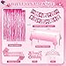 Fantspati 8th Birthday Decorations for Girls Pink Party Decorations with Number 8 Balloon Happy Birthday Banner Bday Sash Crown Tablecloth Fringe Curtain Hanging Swirl for 8 Balloons for Bday Girl - Image 4