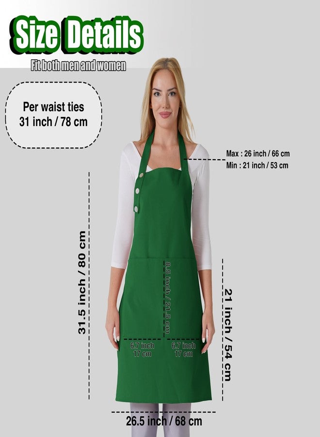TOSHE Kitchen Apron Waterdrop Resistant Cotton Apron with adjustable Aprons for Women with Pockets 12 Color option Cooking Green Apron (Green) - Image 5