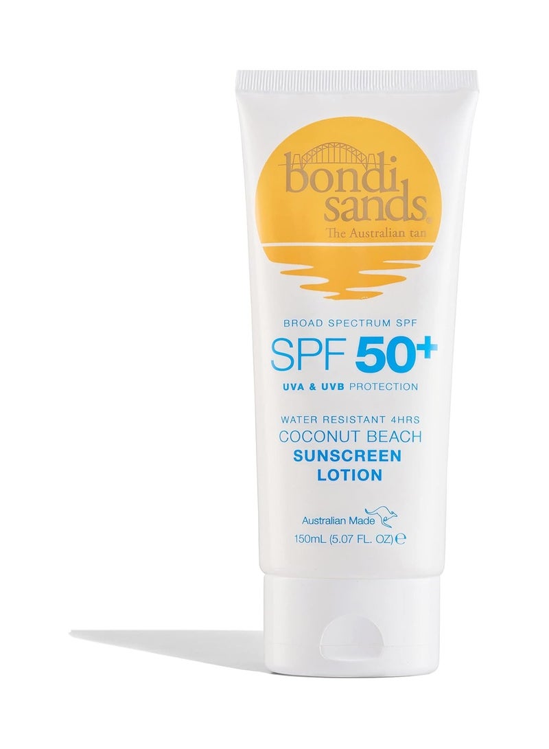 BONDI SANDS Sunscreen Lotion SPF 50 Non Greasy Broad Spectrum Formula Moisturizes and Protects Skin Water Resistant Up To 4 Hours and Cruelty Free Coconut Beach Scent 150 mL 5 07 Oz - Image 1