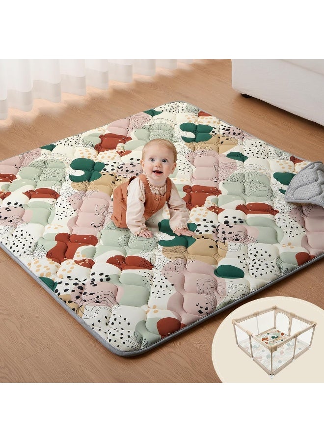 Blissful Diary Baby Play Mats for Floor, 47x47 Inch Playpen Mat, Thicker Padding Foam Playmats for Babies and Toddlers Infants, Modern Abstract - Image 1