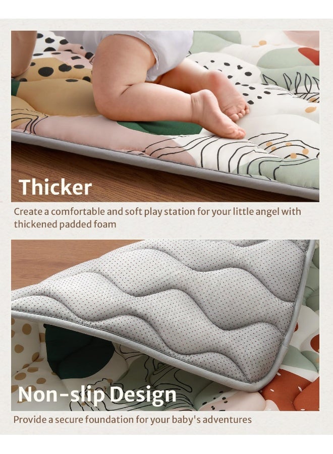 Blissful Diary Baby Play Mats for Floor, 47x47 Inch Playpen Mat, Thicker Padding Foam Playmats for Babies and Toddlers Infants, Modern Abstract - Image 5