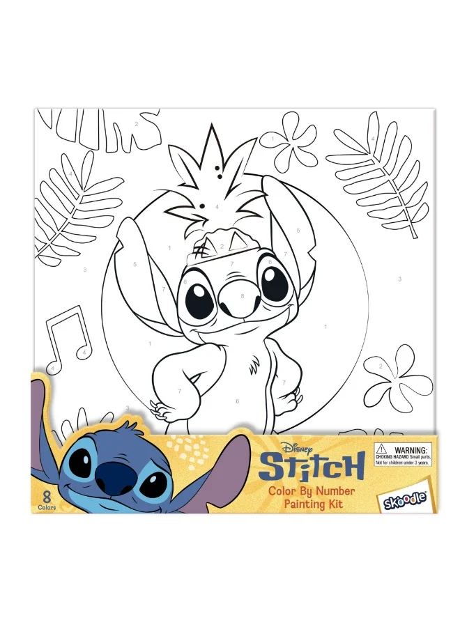 ديزني Stitch Color by Number Painting Kit | Canvas with Brushes | Learn Number Recognition & Color Matching | Educational Activity For Kids | Age 3+