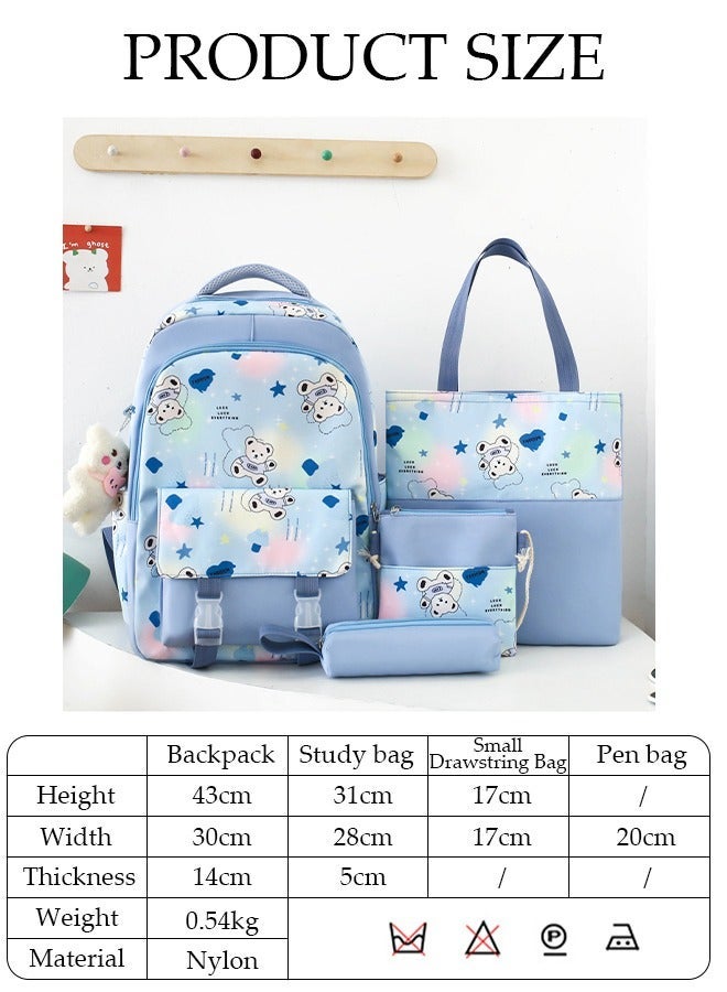 DUNISO 4PCS Kids School Backpack Set Canvas Laptop School Bag Sets for Kids with Tote Bag,Shoulder Bag,Pencil Box,Large-capacity Bookbag for Girls Boys Back to School Supplies - Image 4
