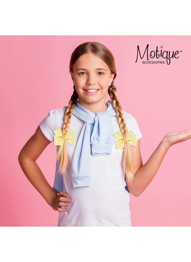 Motique Accessories Hair Bow with Striped Grosgrain Ribbon, 6 inch Hairbow (Yellow)  - Image 3