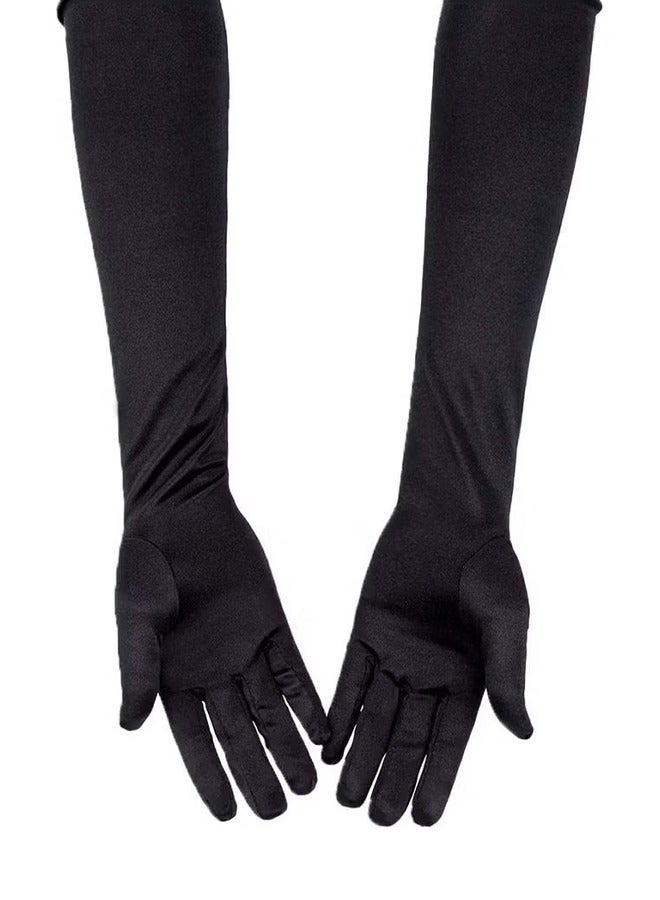 اتش واي قفازات الساتان ذات الكوع الطويل ، قفازات طويلة قابلة للتمدد 21 بوصة 1920s قفازات أوبرا قفازات مسائية للرقص حفلة قفاز للنساء - Image 2