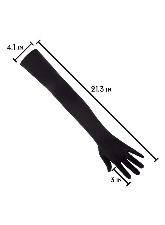 اتش واي قفازات الساتان ذات الكوع الطويل ، قفازات طويلة قابلة للتمدد 21 بوصة 1920s قفازات أوبرا قفازات مسائية للرقص حفلة قفاز للنساء - Image 3