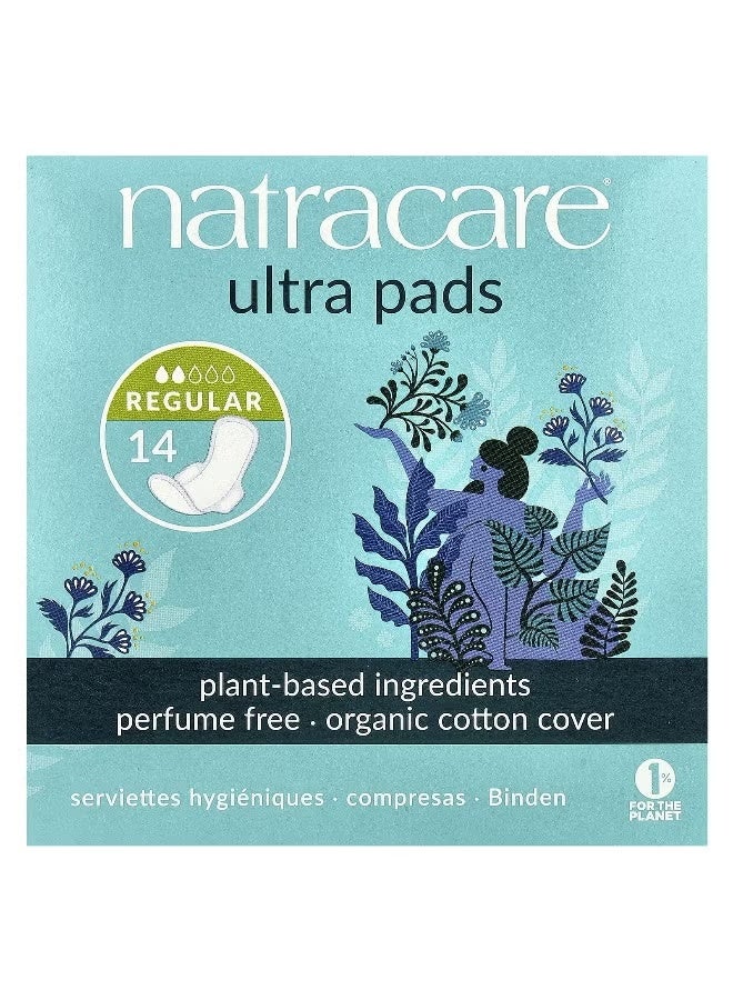 Natracare, Ultra Pads, Organic Cotton Cover, Regular, 14 Pads
