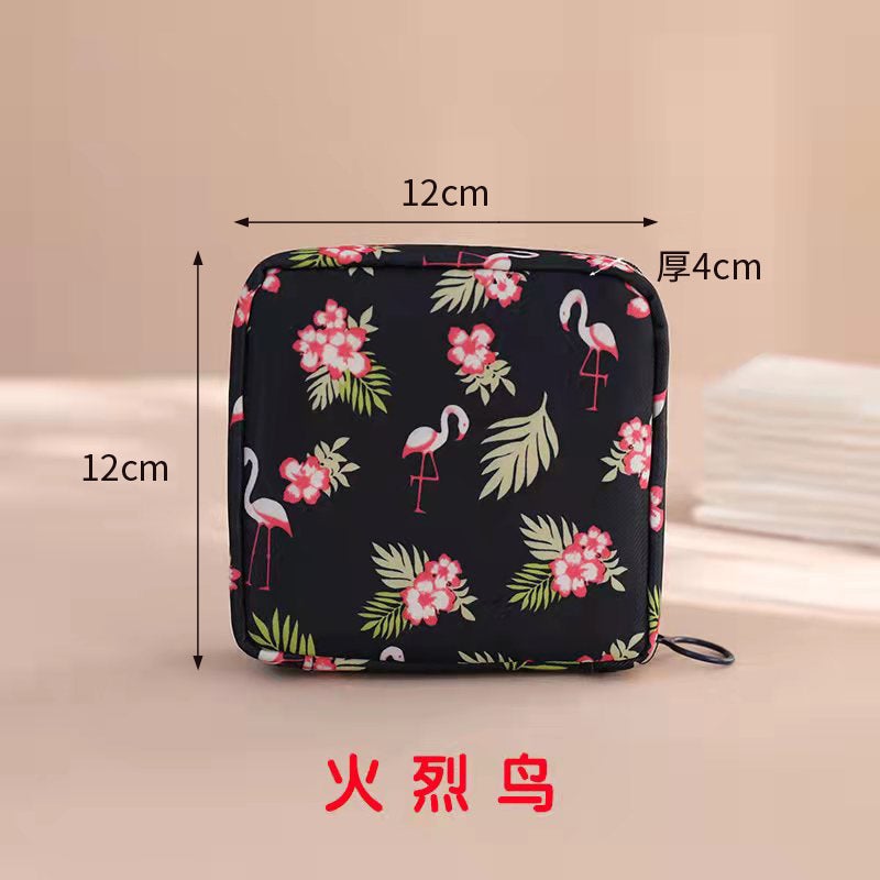 Cartoon Sanitary Pad Storage Bag for Students Flamingo 