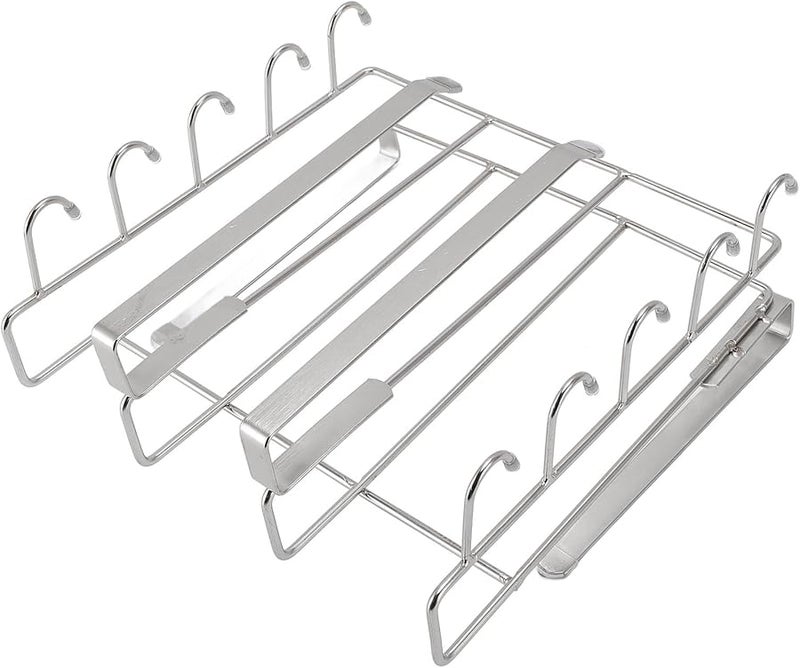 Silver Under Cabinet Hanging Shelf With Hooks For Cutting Boards Cups Kitchen Utensils - Image 3