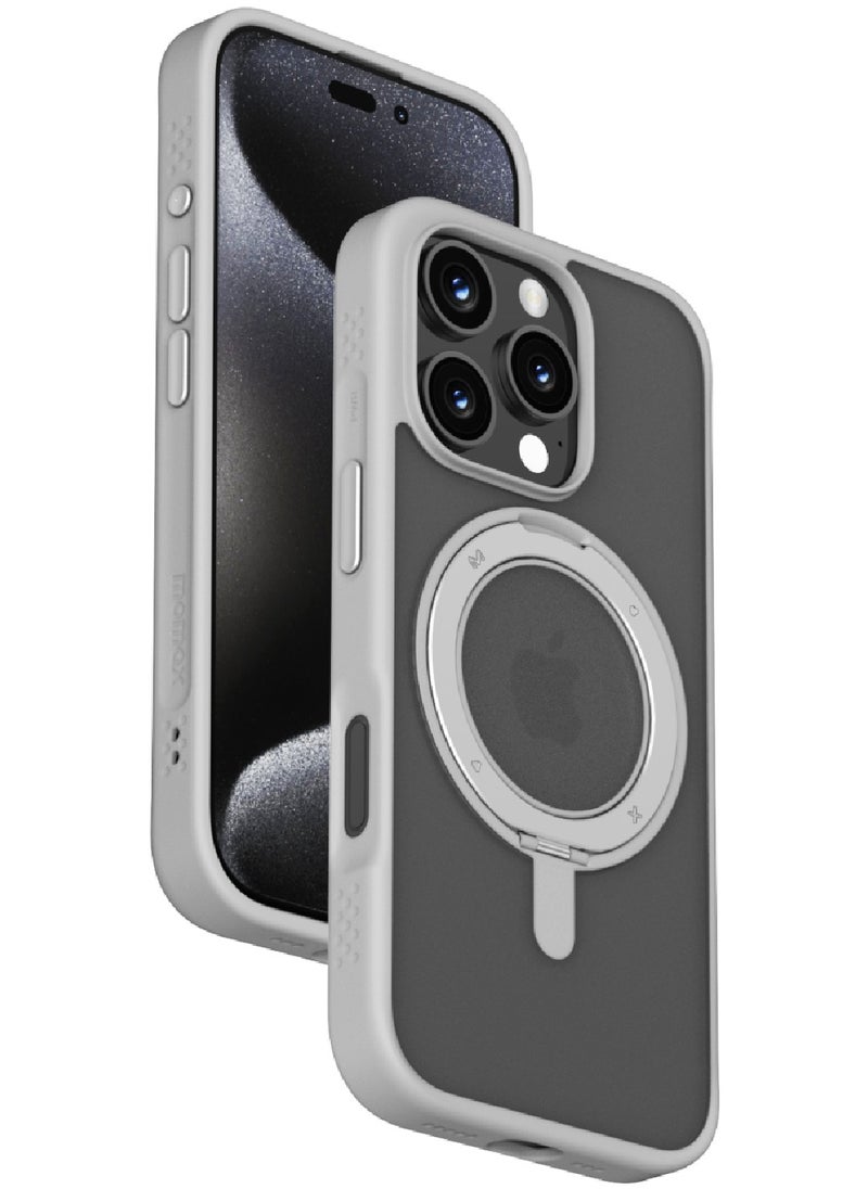 Momax - Roller Magnetic for iPhone 16 Pro MAX Case Cover with 360 Rotatable Kickstand - Grey - Image 1