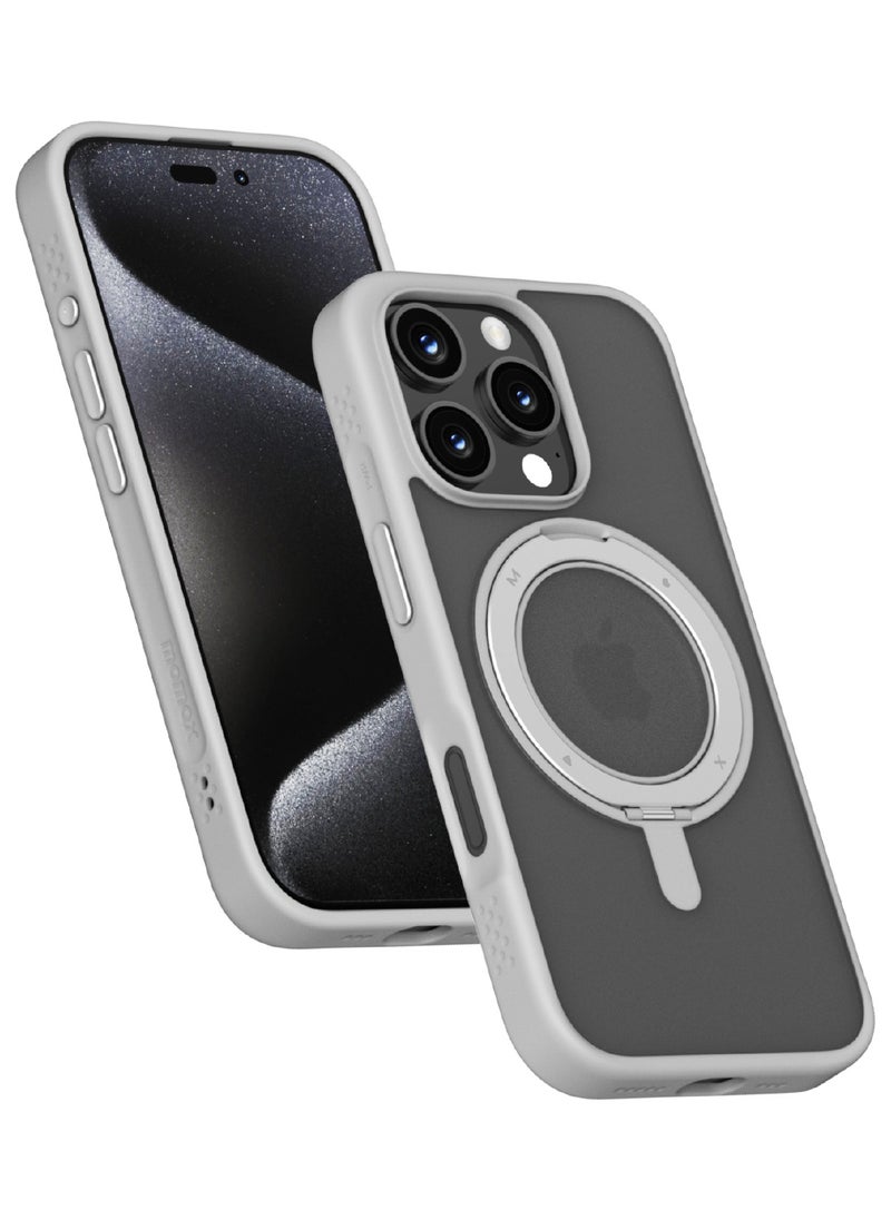 Momax - Roller Magnetic for iPhone 16 Pro MAX Case Cover with 360 Rotatable Kickstand - Grey - Image 1