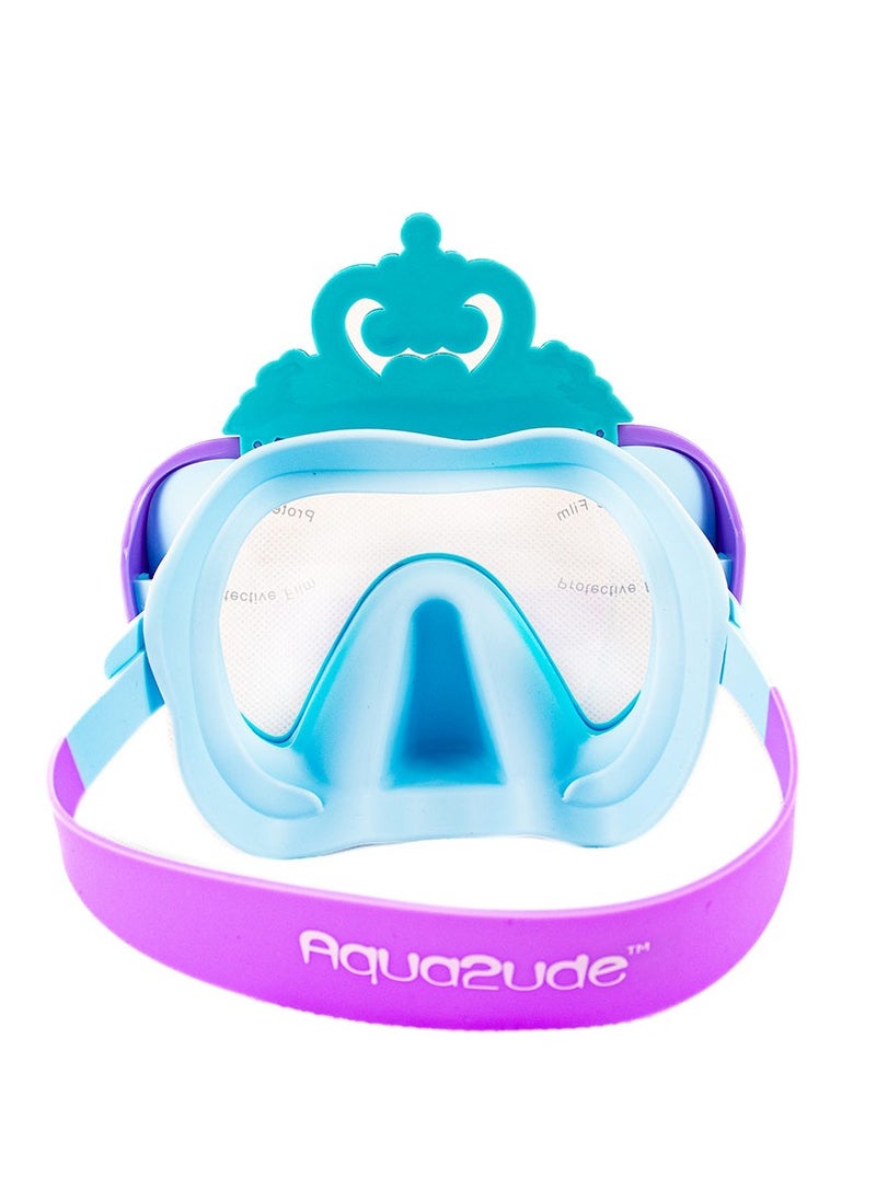 Aqua2ude - Aqua2ude Princess Crown Blue Kids Swim Mask, Anti-Fog, UV Protection, Leak-Proof, Wide Field of Vision, Comfortable Full-Face Design for Boys & Girls, Perfect for Pool & Beach - Image 1