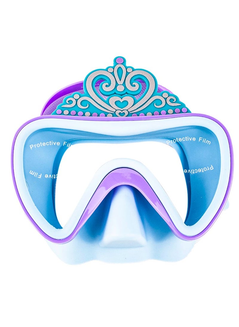 Aqua2ude - Aqua2ude Princess Crown Blue Kids Swim Mask, Anti-Fog, UV Protection, Leak-Proof, Wide Field of Vision, Comfortable Full-Face Design for Boys & Girls, Perfect for Pool & Beach - Image 1