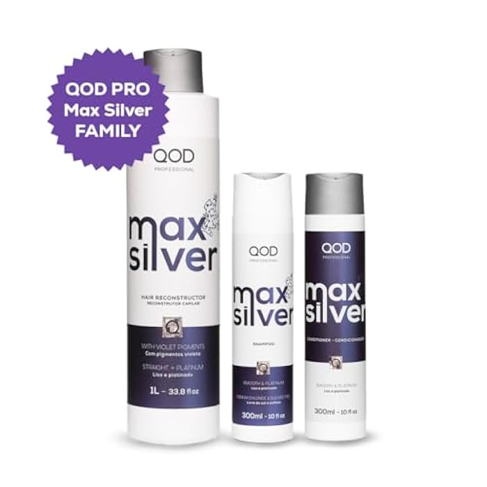 QoD PRO Max Silver Hair Conditioner, For Blonde, Streaked & Gray Hair with Violet Pigments, Wheat Protein & Murumuru Butter, Prolongs Smooth Straightened Effect & Realigns Hair Fiber, 10 oz (300 ml) - Image 4