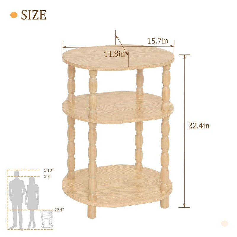 MaxSmeo End Table, Small Oval Side Table for Small Spaces, Modern Night Stand Accent Table for Living Room, Bedroom, Natural - Image 3