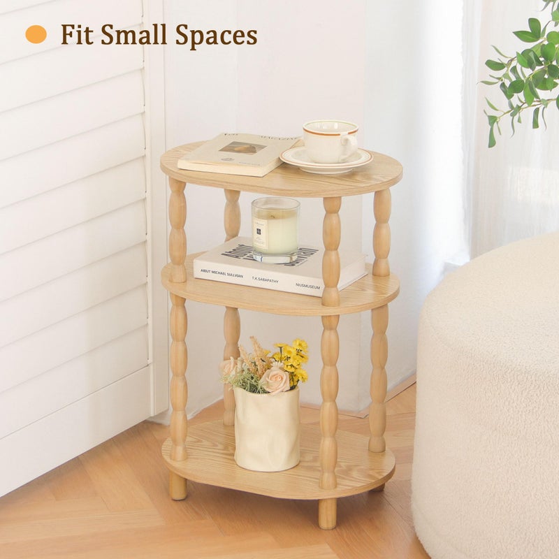MaxSmeo End Table, Small Oval Side Table for Small Spaces, Modern Night Stand Accent Table for Living Room, Bedroom, Natural - Image 4