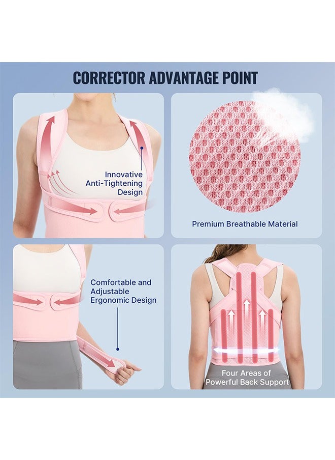 Hihonor - Back Brace and Posture Corrector for Women and Men, Back Straightener Posture Corrector, Scoliosis and Hunchback Correction, Back Pain, Spine Corrector, Support, Adjustable Posture Trainer, Pink - Image 1
