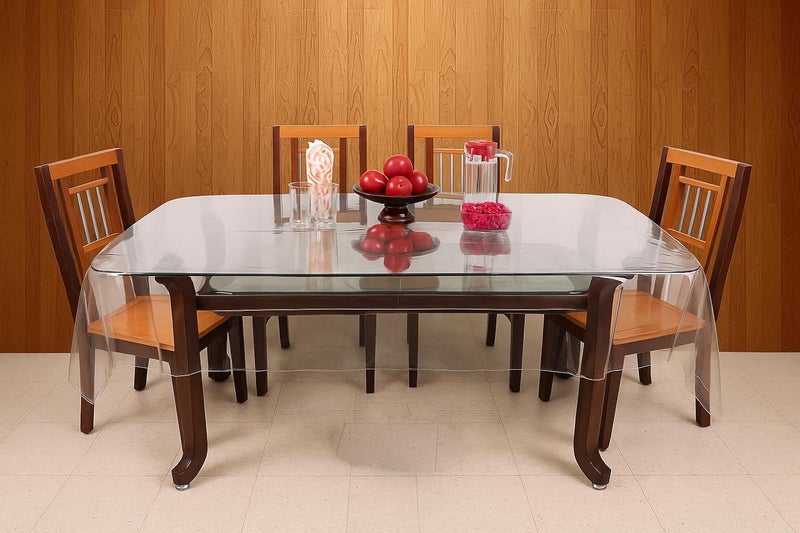 STITCHNEST PVC Transparent 4 Seater Dining Table Cover Without Lace (40X60 Inch) - Rectangular - Image 1