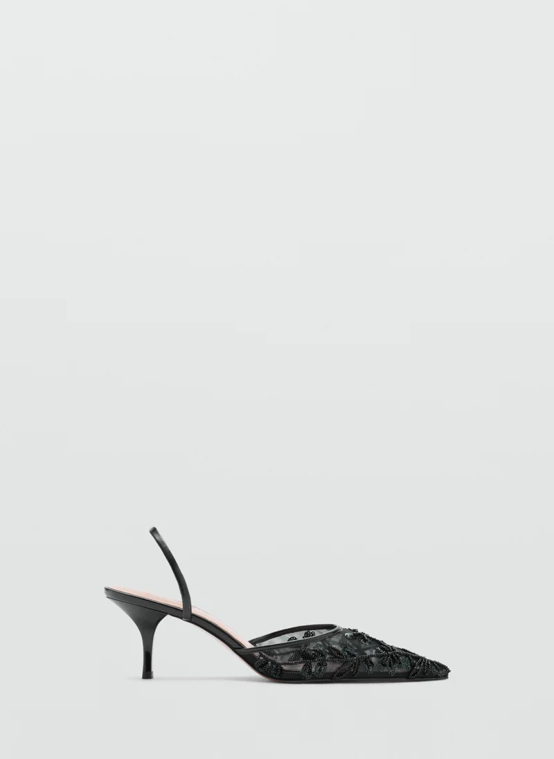 Kitten-Heel Shoes Embroidered With Sequins