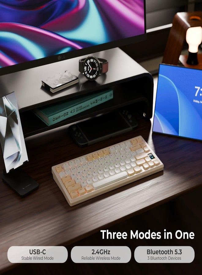 OOCTPK Mechanical Keyboard, Chilkey ND75 LP Wireless Gaming Keyboard with LCD Screen, Bluetooth 5.3/2.4G/USB-C, Hot Swappable Per-Key RGB Custom, Thin Front, Wrist Rest, Full-Aluminum, PC/Mac Support - Image 5