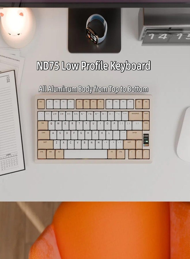 OOCTPK Mechanical Keyboard, Chilkey ND75 LP Wireless Gaming Keyboard with LCD Screen, Bluetooth 5.3/2.4G/USB-C, Hot Swappable Per-Key RGB Custom, Thin Front, Wrist Rest, Full-Aluminum, PC/Mac Support - Image 2