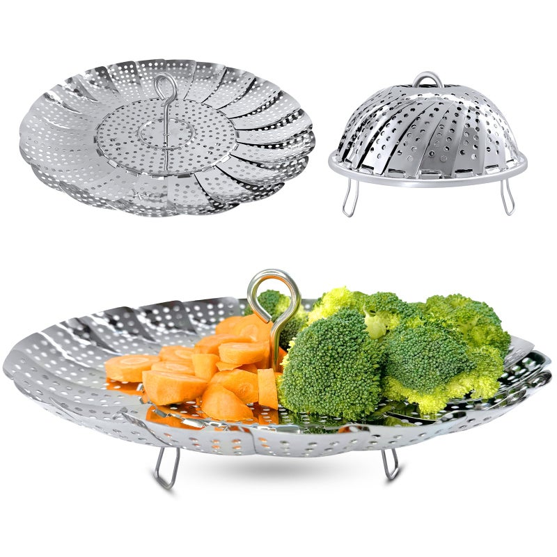 Sayfine Vegetable Steamer Basket, Premium Stainless Steel Veggie Steamer Basket - Folding Expandable Steamers to Fits Various Size Pot (Extra Large (6.5" to 11")) - Image 1