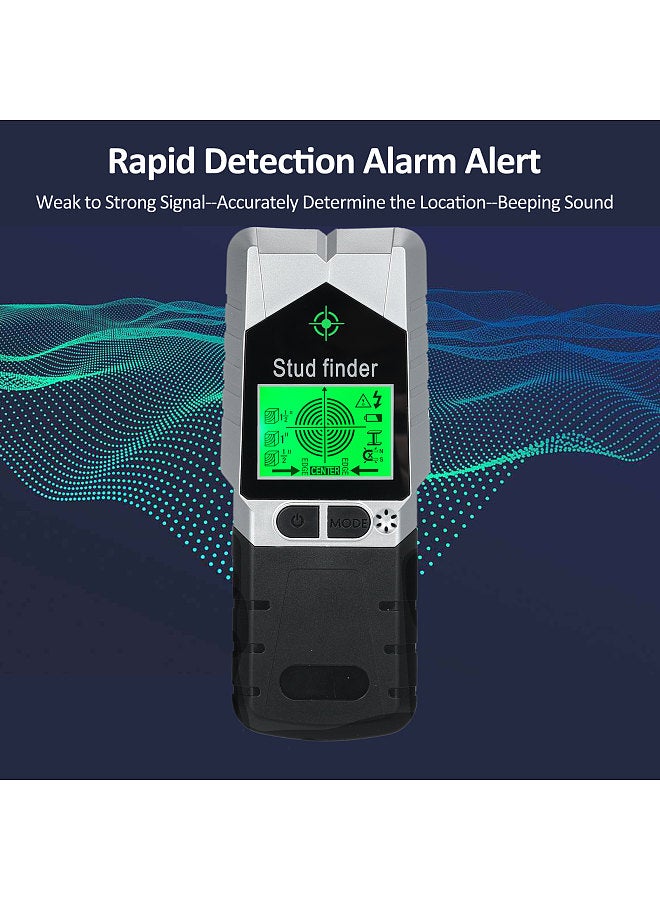 Stud Finder Wall Scanner 6 in 1 Stud Detector with Magnet Physical Nail Finding Function Wall Detector for Wood Metal and AC Wire Detection LCD Display and Audio Alarm  - Image 4