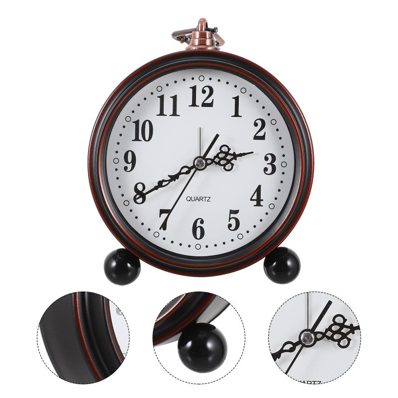 Kitchvoe Retro European Silent Table Clock With Arabic Numerals For Bedroom Home Office Decoration - Image 5