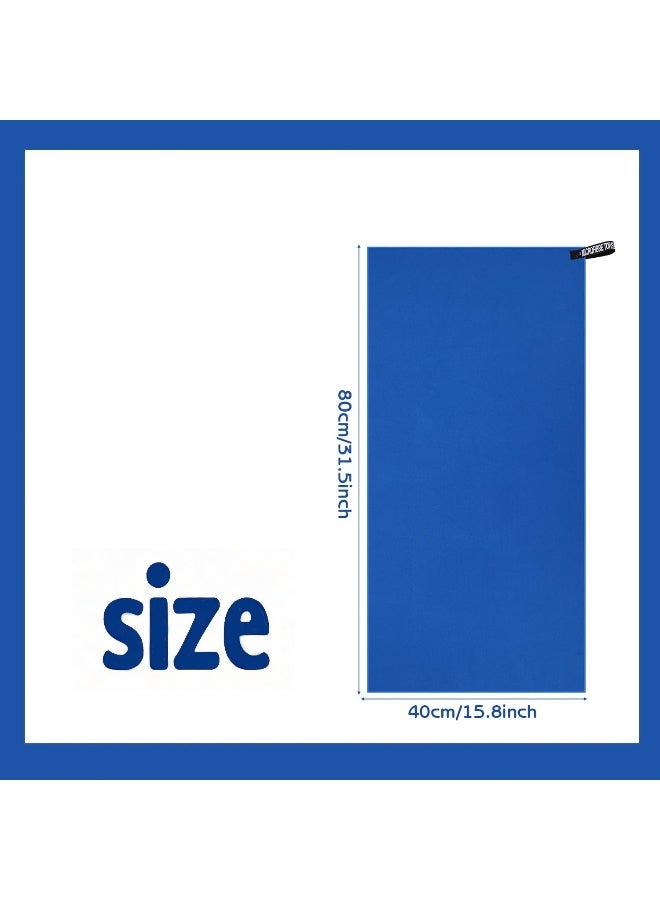 2 PCS Microfiber Sport Towels Fast Quickly Drying, Strong Water Absorption Large Lightweight Sheet Towel, 152x76CM and 80x40CM, for Gym Fitness Sports Yoga Bath Travel Swimming Beach Camping (Blue) - Image 3