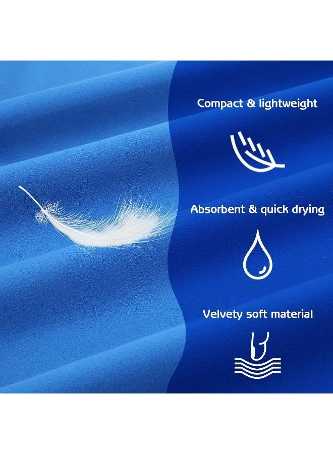 2 PCS Microfiber Sport Towels Fast Quickly Drying, Strong Water Absorption Large Lightweight Sheet Towel, 152x76CM and 80x40CM, for Gym Fitness Sports Yoga Bath Travel Swimming Beach Camping (Blue) - Image 2
