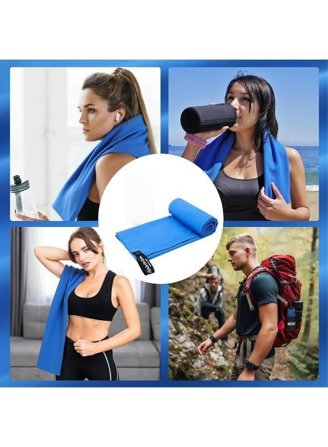 2 PCS Microfiber Sport Towels Fast Quickly Drying, Strong Water Absorption Large Lightweight Sheet Towel, 152x76CM and 80x40CM, for Gym Fitness Sports Yoga Bath Travel Swimming Beach Camping (Blue) - Image 4