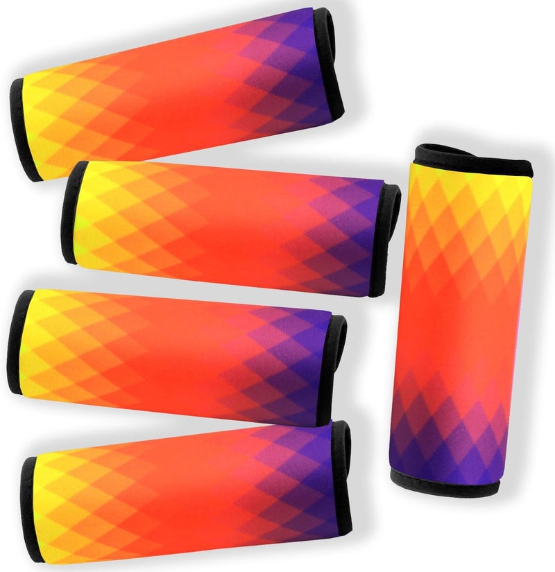 Gowraps 5 Pack Neoprene Luggage Handle Wraps Bright Luggage Tags/Identifiers/Marker/Grips Travel Accessories for Airplane/Flying/Luggage (Check(Orange)) - Image 1