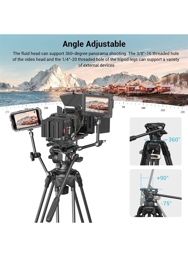 SmallRig AD-01 Video Tripod, 73" Heavy Duty Tripod with 360 Degree Fluid Head and Quick Release Plate for DSLR, Camcorder, Cameras 3751 - Image 5