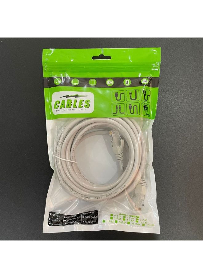 Generic Super Class 6 Network Cable Gigabit Network Cable Routing Jumper Computer Finished Network Cable Indoor And Outdoor High-speed Broadband Line 15 Meters-Color:Gray White-Line Length:15 M  - Image 5