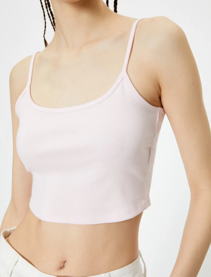 كوتون Basic Crop Undershirt Thin Strap Ribbed Cotton