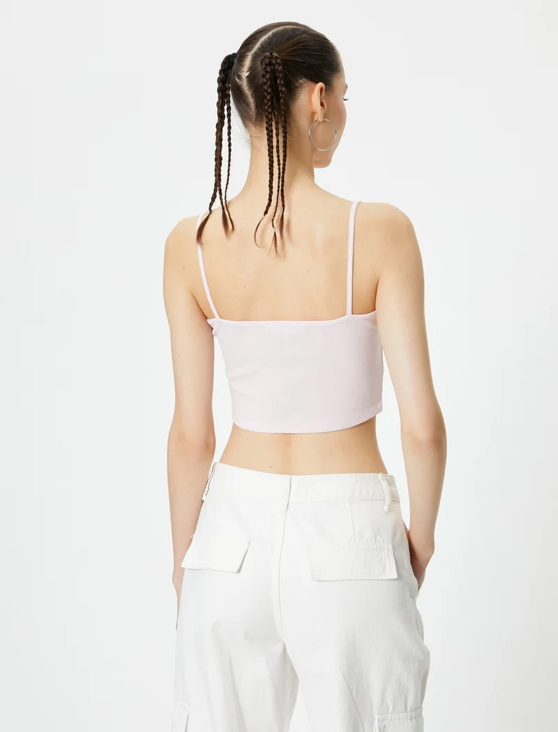 كوتون Basic Crop Undershirt Thin Strap Ribbed Cotton