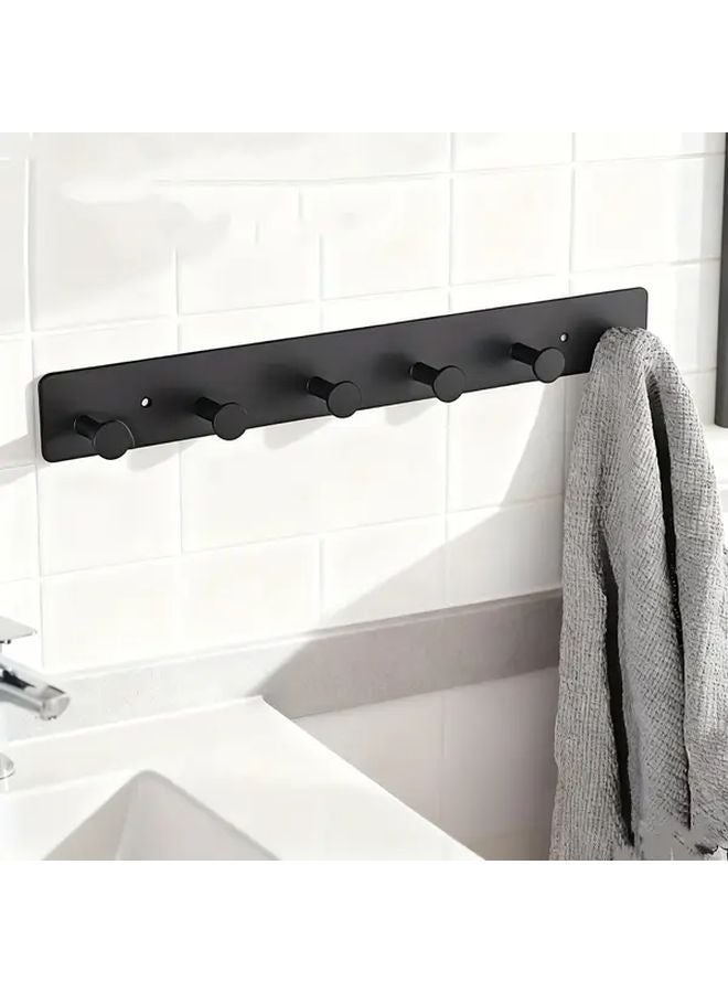 Black Wall Mounted Coat Hook Rack 6 Hooks Heavy Duty Stainless Steel Bathroom Kitchen - Image 2