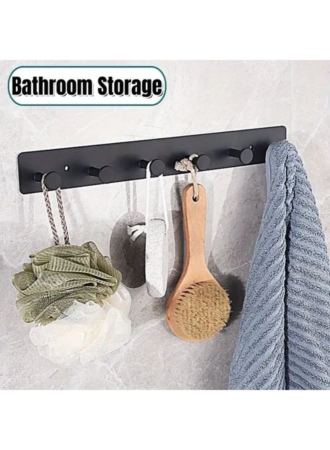 Black Wall Mounted Coat Hook Rack 6 Hooks Heavy Duty Stainless Steel Bathroom Kitchen - Image 5