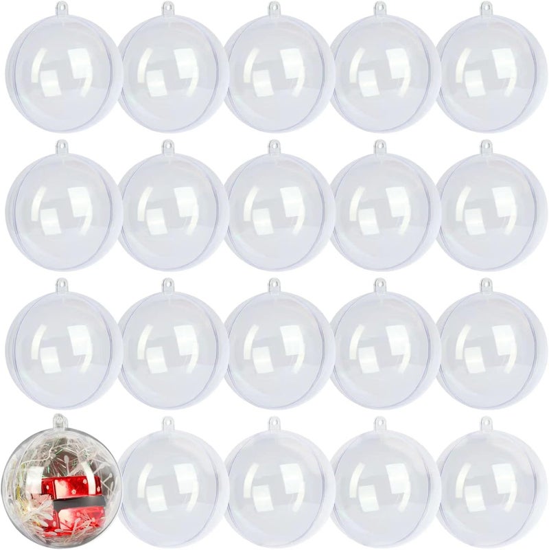 LYLYFAN 20 Pack Clear Plastic Fillable Ornament Ball 3.15''/80mm for Christmas,Holiday, Wedding,Party,Home Decor - Image 1