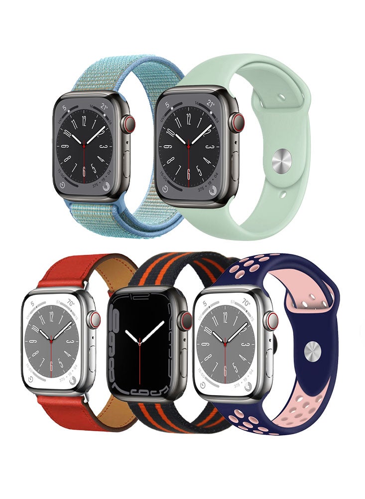 Perfii 5 قطع من سوار الساعة البديل لساعة Apple Watch مقاس 41/40/38 مم سلسلة 8/7/6/5/4/SE - Image 1