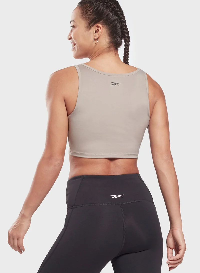 Reebok Logo Ruched Cropped Top