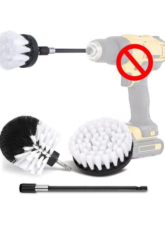 Soft White Drill Brush Attachment Set - Car Interior Detailing Kit, All Purpose Power Drill Brush with Extend Attachment for Car, Boat, Seat, Carpet, Upholstery, Bathroom, Grout, Floor and Tile - Image 1