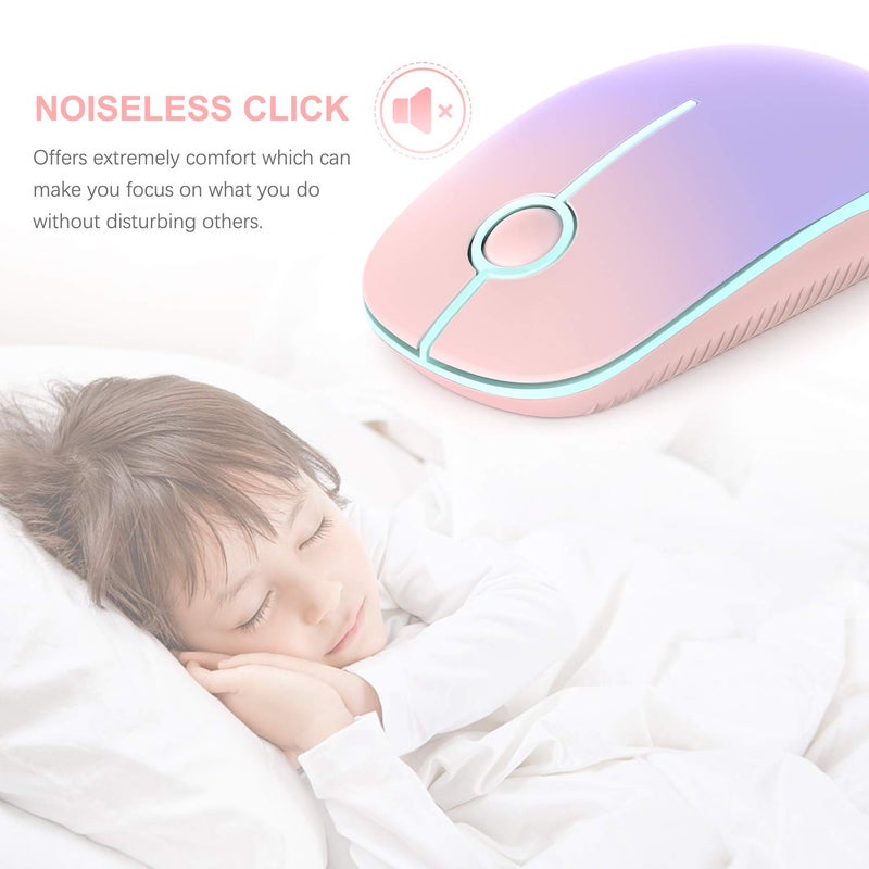 Unipows Wireless Mouse - 2.4G Slim Portable Computer Mouse with Nano Receiver, Less Noise Mobile Optical Mice for Notebook, PC, Laptop, Computer, Mac (Gradient Pink to Purple) - Image 4